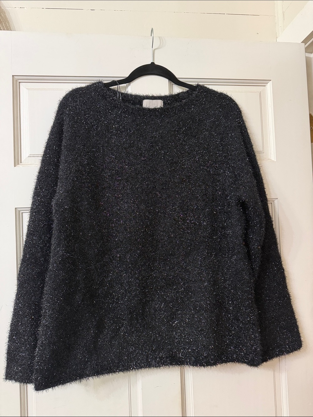 H&M Black Sparkle Fuzzy Crewneck Sweater